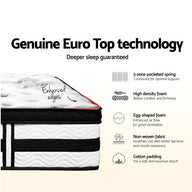 Bedding Algarve Euro Top Pocket Spring Mattress 34cm Thick Single - SM Everyday Living