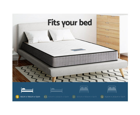 Mattress Medium Firm Mattresses Tight Top Bed Bonnel Spring 13cm SINGLE - SM Everyday Living