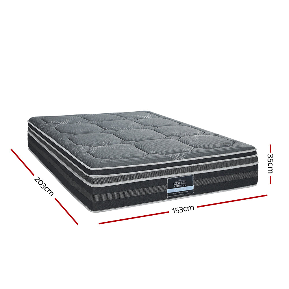 QUEEN Mattress Bed 7 Zone Dual Euro Top Pocket Spring Medium Firm