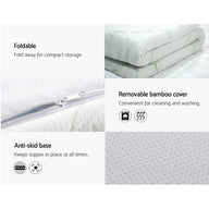 Bedding Cool Gel Memory Foam Mattress Topper w/Bamboo Cover 8cm - Single - SM Everyday Living