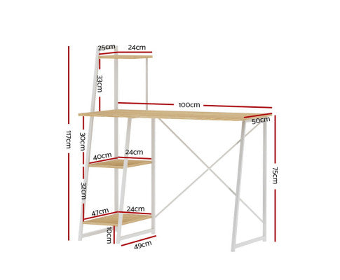 Computer Desk Laptop Table Bookshelf Desk Storage Rack Home Study Office - SM Everyday Living