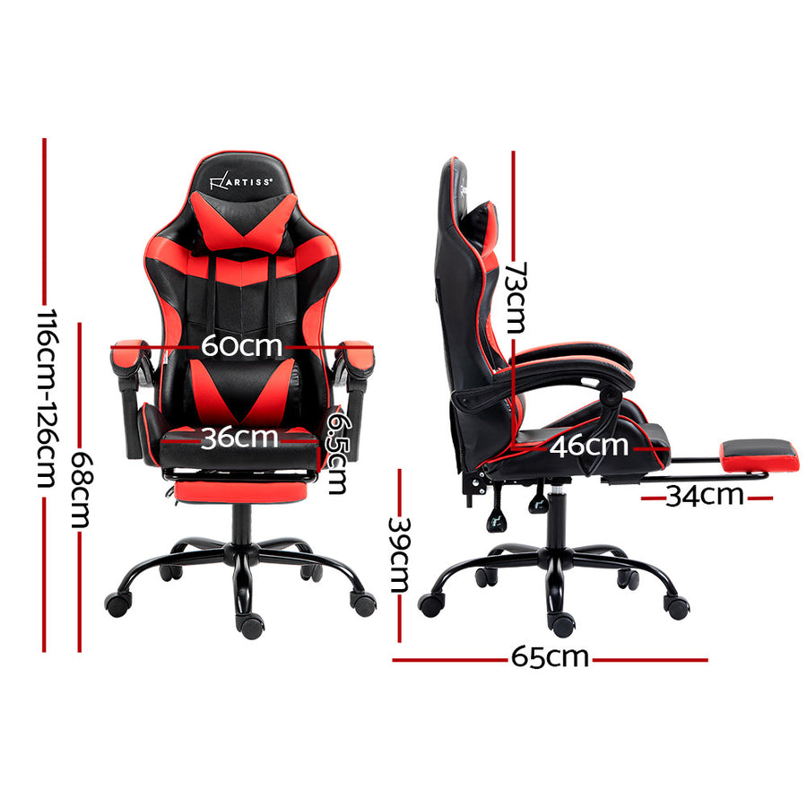 Gaming Office Chair Recliner Footrest Red