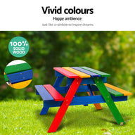 Kids Wooden Picnic Table Set with Umbrella