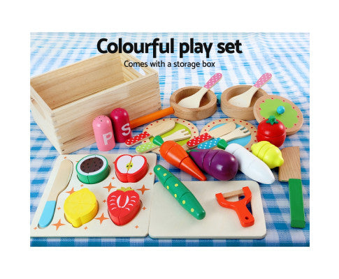 Kids Pretend Play Food Kitchen Wooden Toys Childrens Cooking Utensils Food