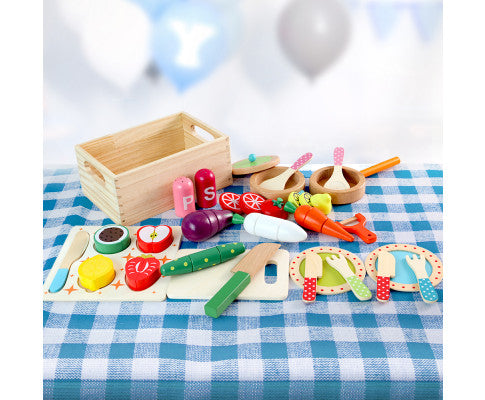 Pretend Play Food Kitchen Wooden Toys Childrens Cooking Utensils Food