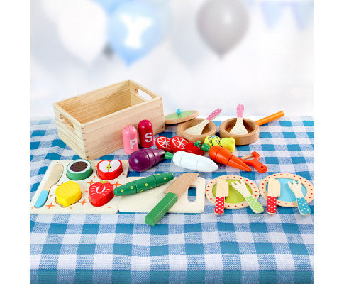 Pretend Play Food Kitchen Wooden Toys Childrens Cooking Utensils Food - SM Everyday Living