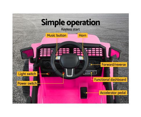 Kids Ride On Car Electric 12V Car Toys Jeep Battery Remote Control Pink