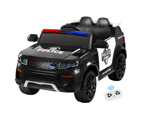 Kids Ride On Car Electric Patrol Police Toy Cars Remote Control 12V Black - SM Everyday Living