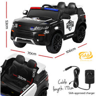 Kids Ride On Car Electric Patrol Police Toy Cars Remote Control 12V Black - SM Everyday Living