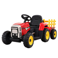 Ride On Car Tractor Trailer Toy Kids Electric Cars 12V Battery Red - SM Everyday Living