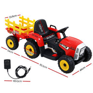 Ride On Car Tractor Trailer Toy Kids Electric Cars 12V Battery Red - SM Everyday Living