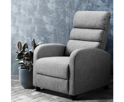 Luxury Recliner Chair Chairs Lounge Armchair Sofa Fabric Cover Grey - SM Everyday Living