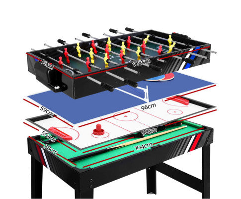 4FT 4-In-1 Soccer Table Tennis Ice Hockey Pool Game Football Foosball Kids Adult - SM Everyday Living