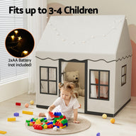 Kids Play Tent Playhouse Castle with String Lights Floor Mat Side Pocket