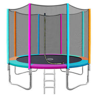 10FT Trampoline Round Trampolines Kids Safety Net Enclosure Pad Outdoor Gift Multi-coloured - SM Everyday Living