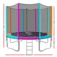 10FT Trampoline Round Trampolines Kids Safety Net Enclosure Pad Outdoor Gift Multi-coloured - SM Everyday Living