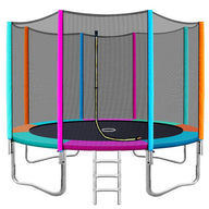 12FT Trampoline Round Trampolines Kids Safety Net Enclosure Pad Outdoor Gift Multi-coloured - SM Everyday Living