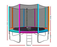 12FT Trampoline Round Trampolines Kids Safety Net Enclosure Pad Outdoor Gift Multi-coloured - SM Everyday Living