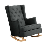 Rocking Armchair Feeding Chair Fabric Armchairs Lounge Recliner Charcoal - SM Everyday Living