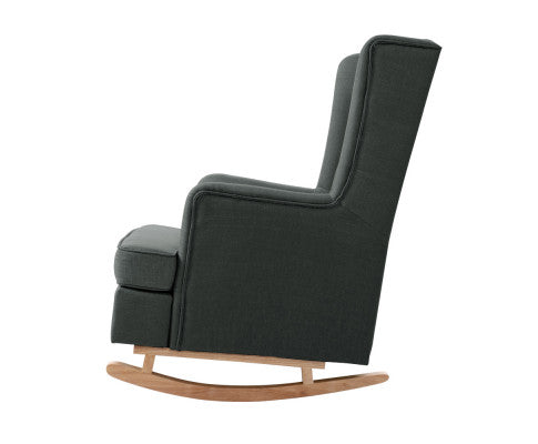 Rocking Armchair Feeding Chair Fabric Armchairs Lounge Recliner Charcoal - SM Everyday Living