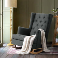 Rocking Armchair Feeding Chair Fabric Armchairs Lounge Recliner Charcoal - SM Everyday Living