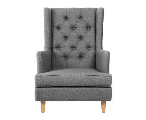 Rocking Armchair Feeding Chair Linen Fabric Armchairs Lounge Retro Grey