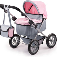 Dolls Pram & Travel Bed Set - Fairy, Pink, Grey