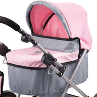 Dolls Pram & Travel Bed Set - Fairy, Pink, Grey