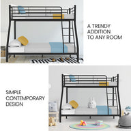 Kingston Slumber Metal Single over Double Bunk Bed Frame, Dark Matte Grey - SM Everyday Living