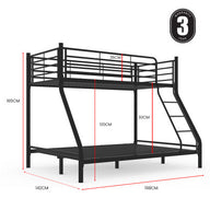 Kingston Slumber Metal Single over Double Bunk Bed Frame, Dark Matte Grey - SM Everyday Living