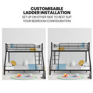 Kingston Slumber Metal Single over Double Bunk Bed Frame, Dark Matte Grey - SM Everyday Living