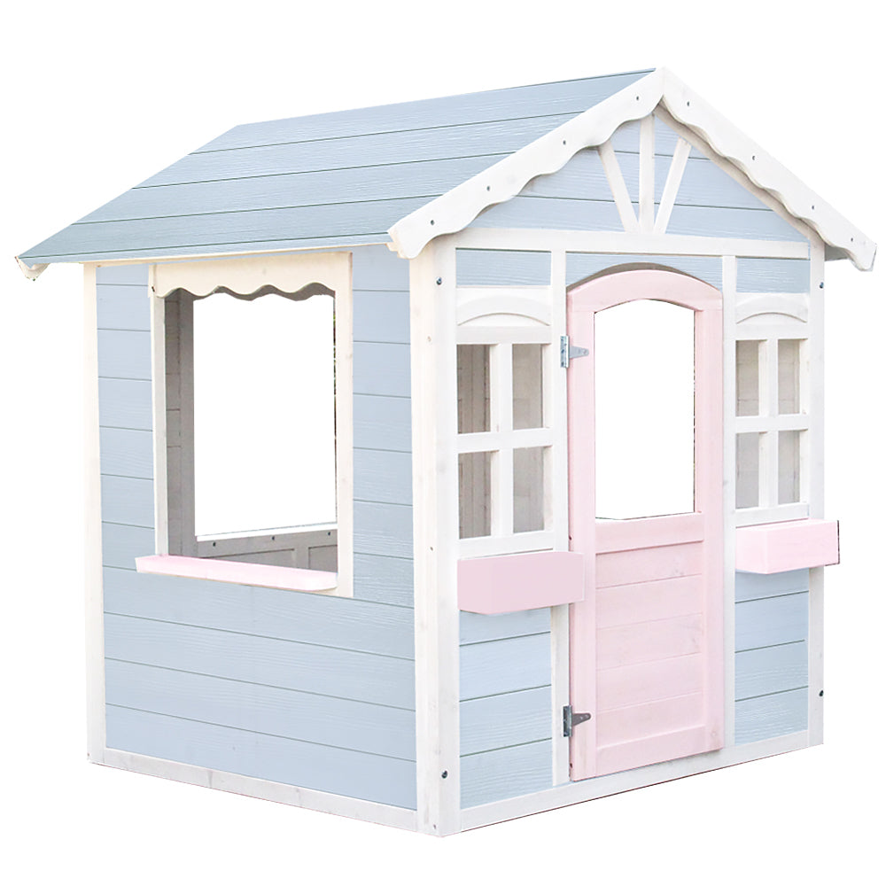 Cottage Style Wooden Outdoor Cubby House Girls Childrens Playhouse - SM Everyday Living