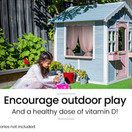 Cottage Style Wooden Outdoor Cubby House Girls Childrens Playhouse - SM Everyday Living