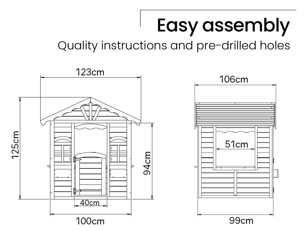 Cottage Style Wooden Outdoor Cubby House Girls Childrens Playhouse - SM Everyday Living