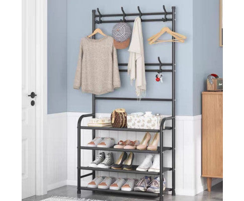 Clothes Rack with Shoe Rack Shelves