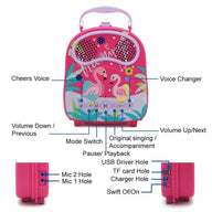 Kids Portable Karaoke with Two Microphones (Rectangle, Pink Flamingo)