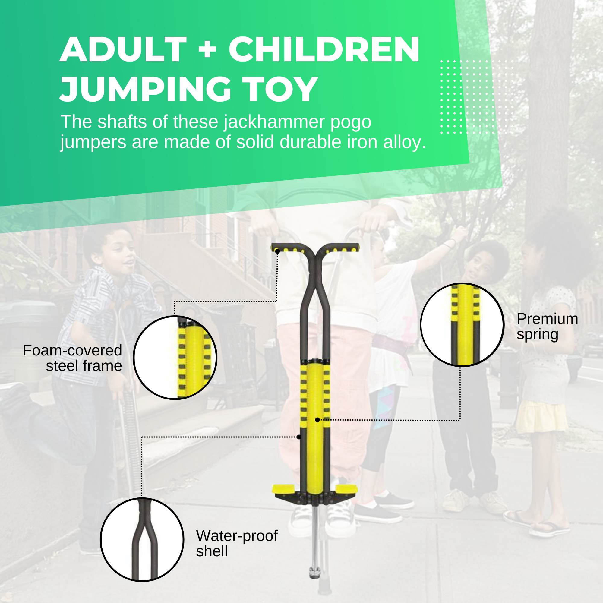 Yellow Pogo Stick Kids