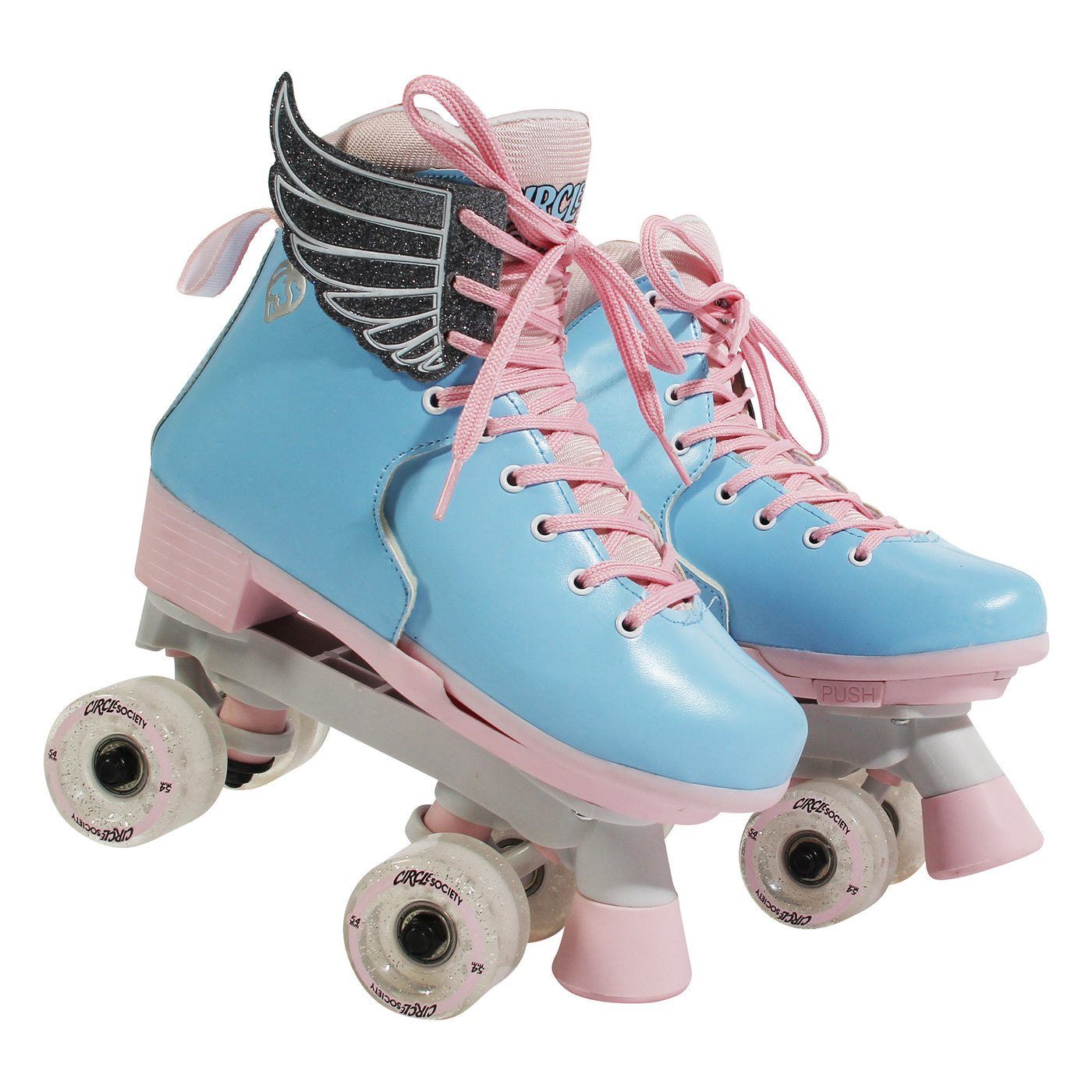 Circle Society Adjustable Kids Quad Roller Skates In Cotton Candy