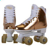 Circle Society Adjustable Quad Kids Roller Skates In Metallic Rose Gold