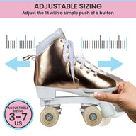 Circle Society Adjustable Quad Kids Roller Skates In Metallic Rose Gold