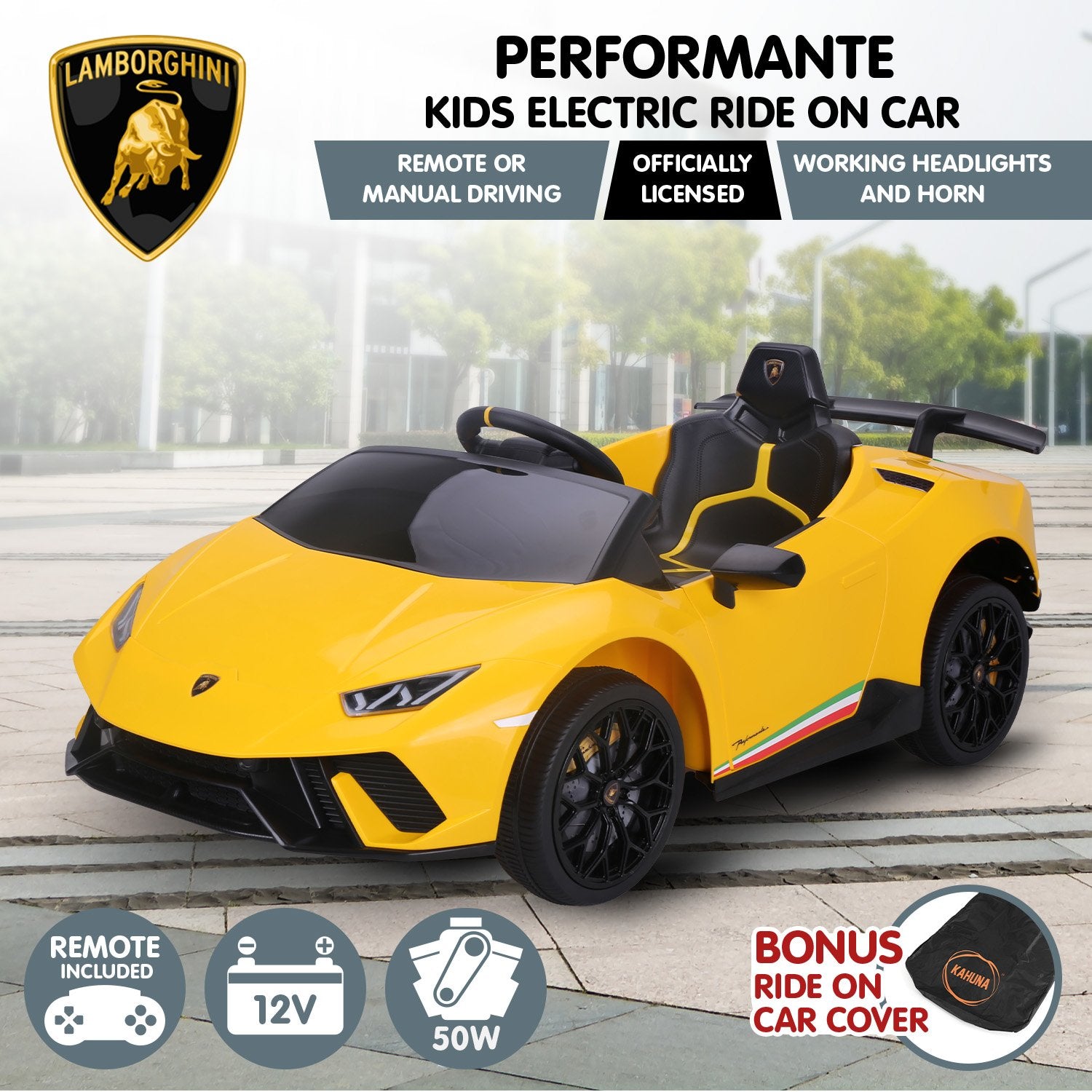 Lamborghini Kids Electric Ride On Car  - Yellow