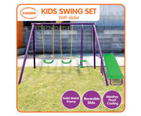 Kids 4-Seater Swing Set with Slide Purple Green - SM Everyday Living