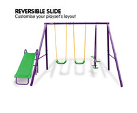 Kids 4-Seater Swing Set with Slide Purple Green - SM Everyday Living