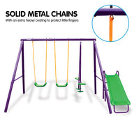 Kids 4-Seater Swing Set with Slide Purple Green - SM Everyday Living