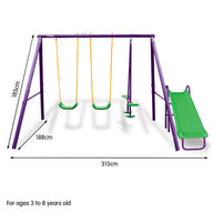 Kids 4-Seater Swing Set with Slide Purple Green - SM Everyday Living