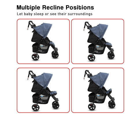 Navigator Stroller 3-wheel Pram For Newborns To Toddlers - Glacier