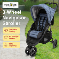 Navigator Stroller 3-wheel Pram For Newborns To Toddlers - Glacier - SM Everyday Living