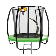 6ft Green Trampoline With Basketball Hoop Set  - Green