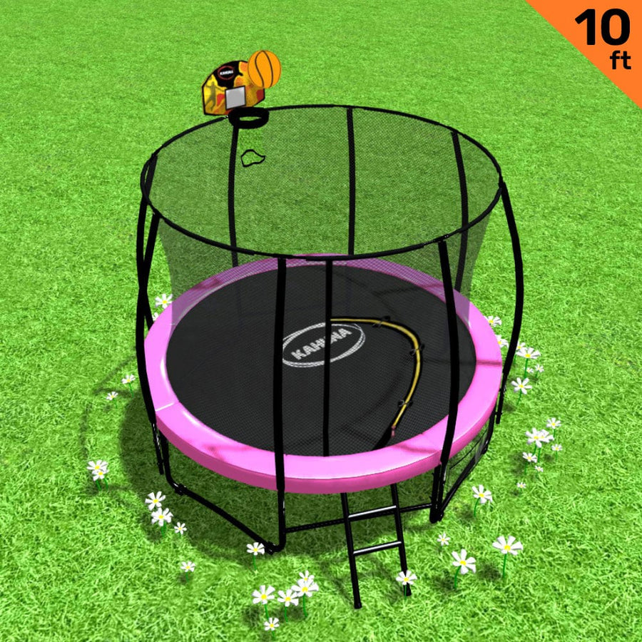 10ft Trampoline with Basketball Hoop Set - Pink