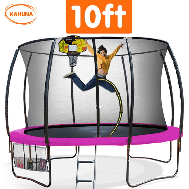 10ft Trampoline with Basketball Hoop Set - Pink